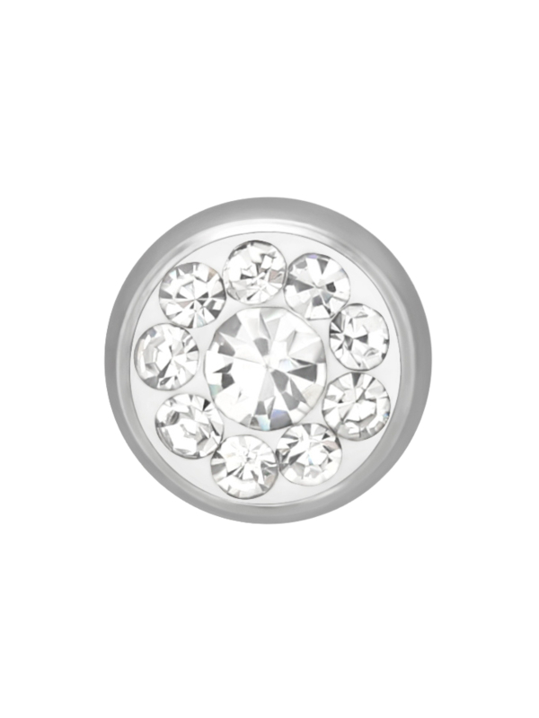 Puces d'Oreilles Rondes 5 mm en Acier Chirurgical Poli Miroir avec Cristal