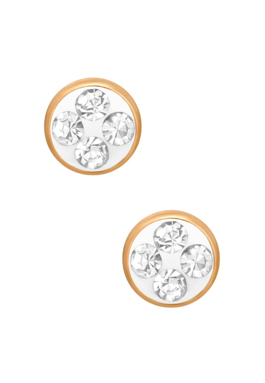 Puces d'Oreilles Rondes 3 mm Acier Chirurgical Or Rose avec Cristal