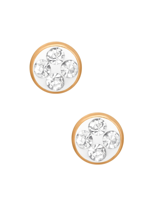 Puces d'Oreilles Rondes 3 mm Acier Chirurgical Or Rose avec Cristal