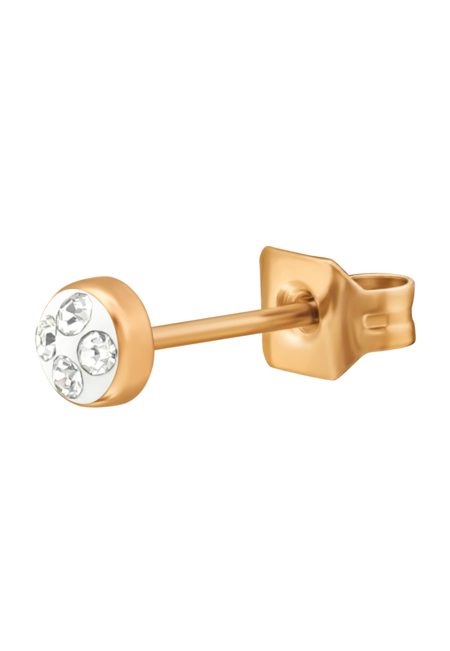Roségoldene Chirurgenstahl-Ohrstecker Rund 3 mm mit Kristall
