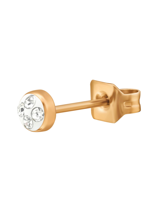 Roségoldene Chirurgenstahl-Ohrstecker Rund 3 mm mit Kristall