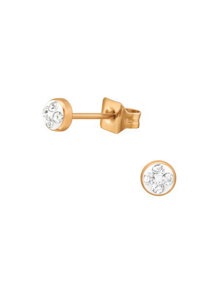 Roségoldene Chirurgenstahl-Ohrstecker Rund 3 mm mit Kristall