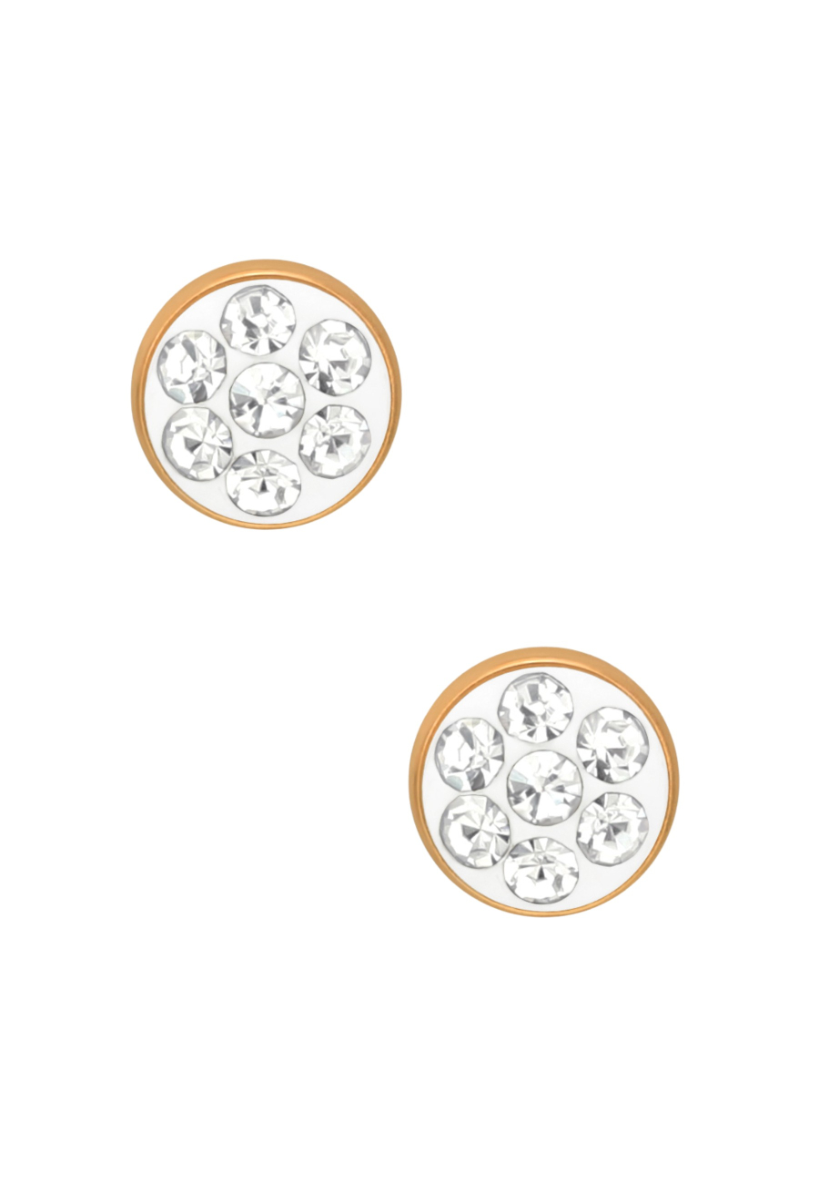 Puces d'Oreilles Rondes 4 mm Acier Chirurgical Or Rose avec Cristal