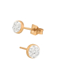 Puces d'Oreilles Rondes 4 mm Acier Chirurgical Or Rose avec Cristal