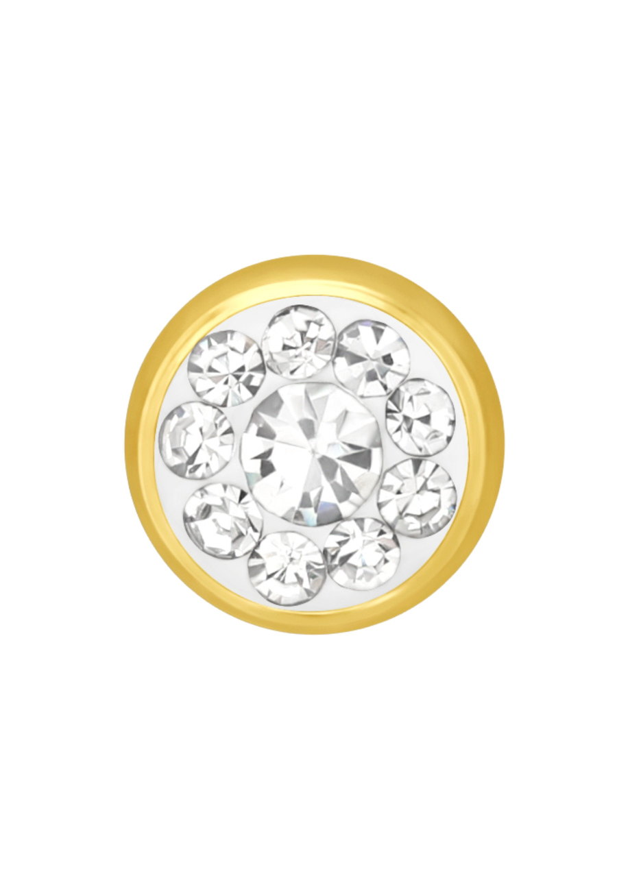 Pendientes de Acero Quirúrgico Redondos de 5 mm Dorados con Cristal