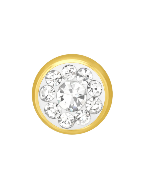 Gold Surgical Steel Round 5mm Ear Studs with Crystal