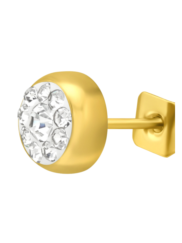 Goldene Chirurgenstahl-Ohrstecker Rund 5 mm mit Kristall