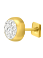Gold Surgical Steel Round 5mm Ear Studs with Crystal