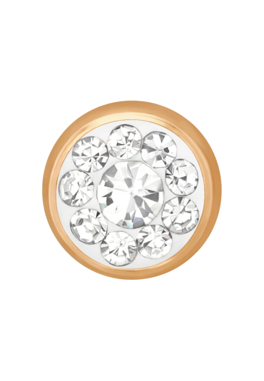 Puces d'Oreilles Rondes 5 mm Acier Chirurgical Or Rose avec Cristal