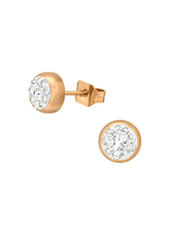 Roségoldene Chirurgenstahl-Ohrstecker Rund 5 mm mit Kristall
