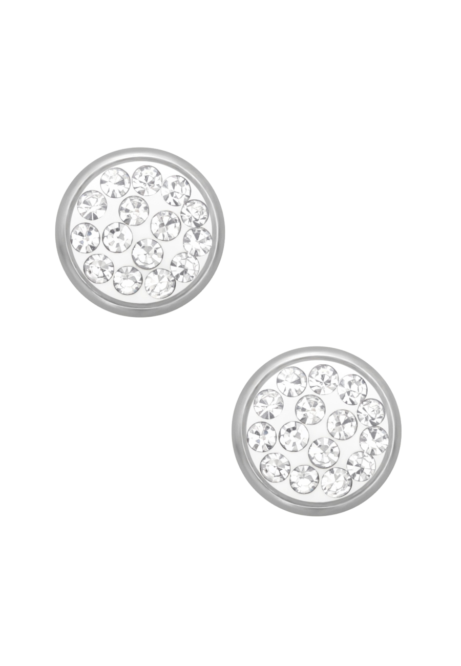 Pendientes de Acero Quirúrgico Redondos de 6 mm con Cristal y Alto Pulido