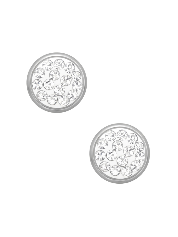 High Polish Surgical Steel Round 6mm Ear Studs with Crystal