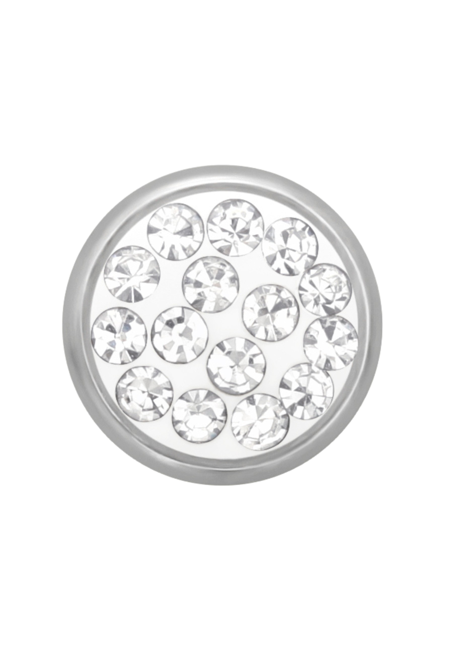 Puces d'Oreilles Rondes 6 mm en Acier Chirurgical Poli Miroir avec Cristal