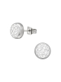 High Polish Surgical Steel Round 6mm Ear Studs with Crystal