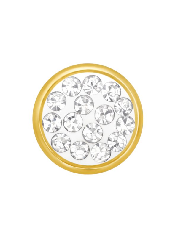 Pendientes de Acero Quirúrgico Redondos de 6 mm Dorados con Cristal