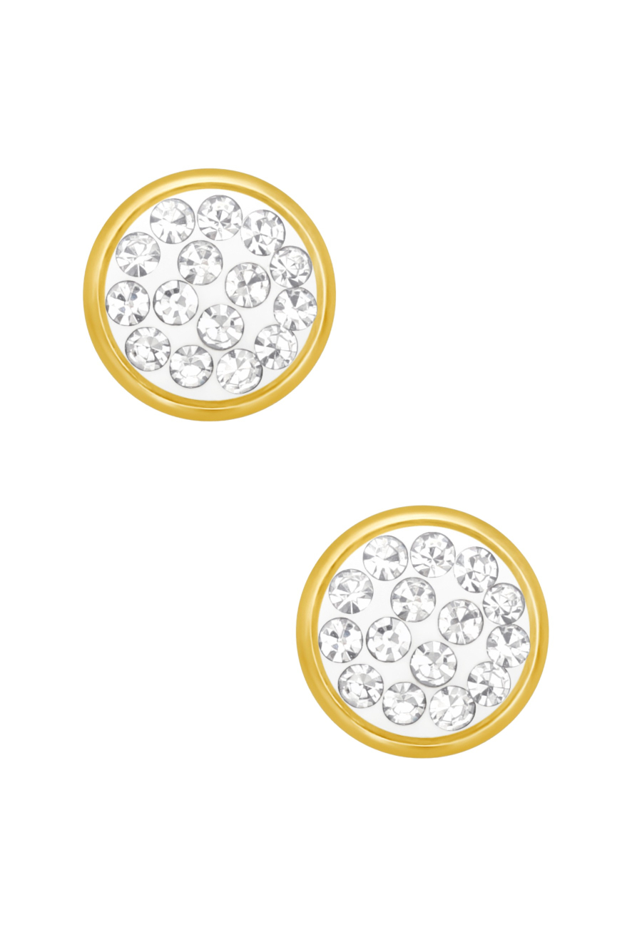 Goldene Chirurgenstahl-Ohrstecker Rund 6 mm mit Kristall