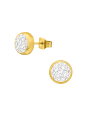 Gold Surgical Steel Round 6mm Ear Studs with Crystal