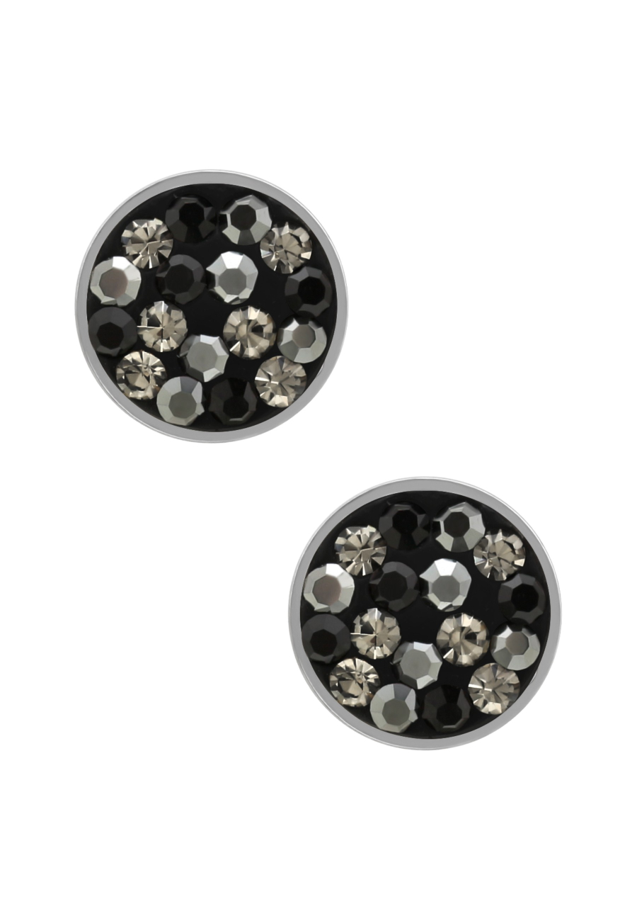 Puces d'Oreilles Rondes 8 mm en Acier Chirurgical Poli Miroir avec Cristal