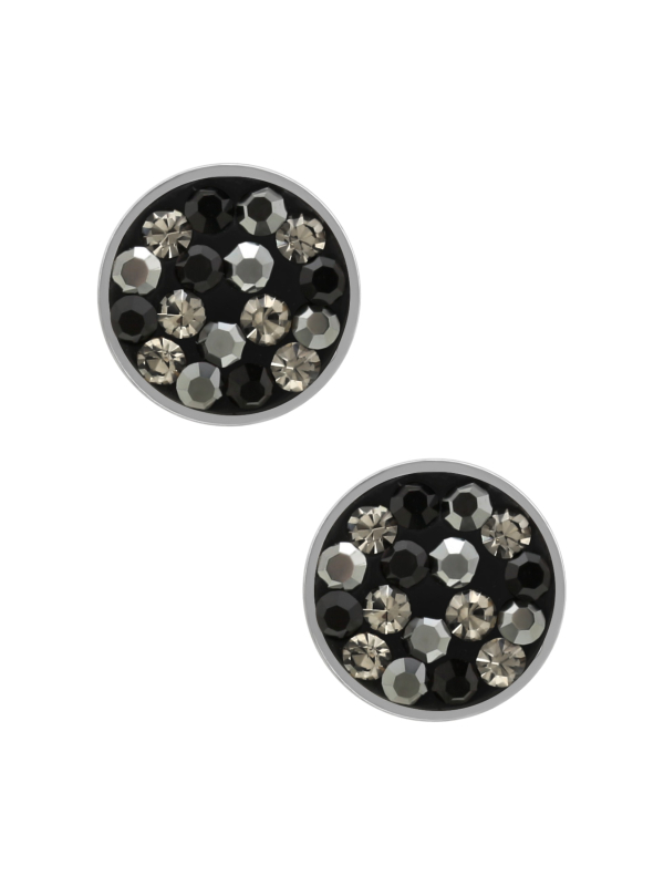 Pendientes de Acero Quirúrgico Redondos de 8 mm con Cristal y Alto Pulido