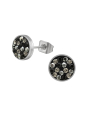 High Polish Surgical Steel Round 8mm Ear Studs with Crystal