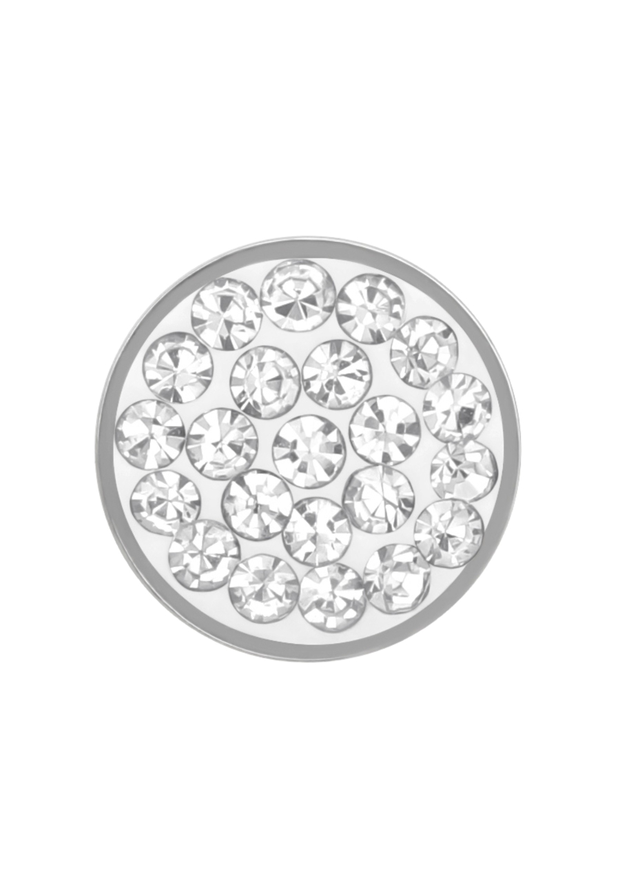 High Polish Surgical Steel Round 8mm Ear Studs with Crystal