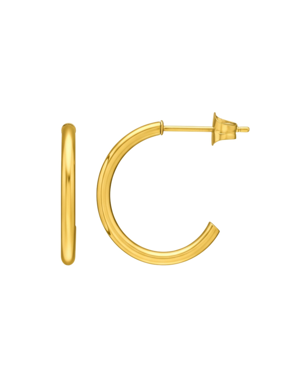 20mm Half Hoop Stainless Steel Gold Color Ear Studs