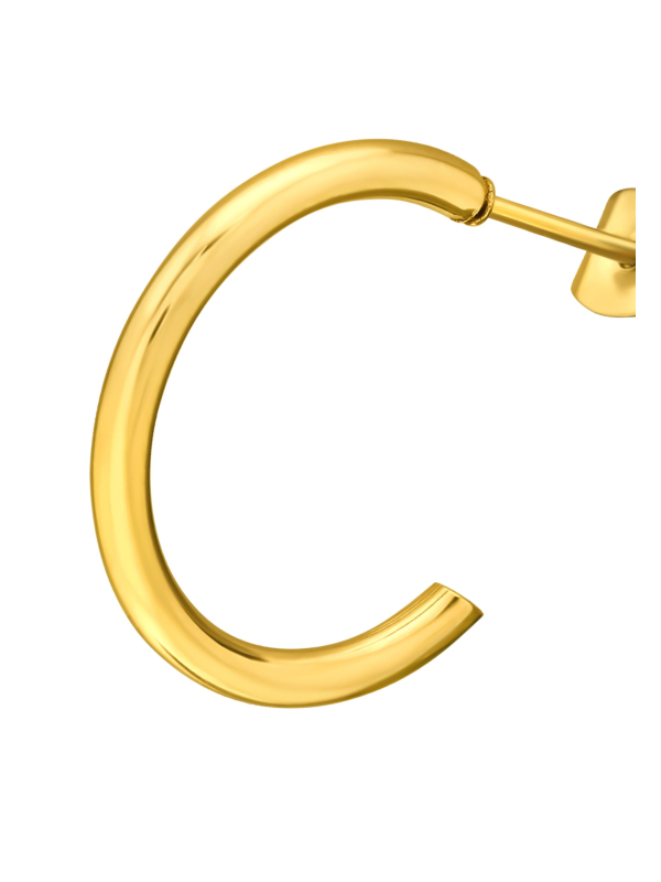 20mm Half Hoop Stainless Steel Gold Color Ear Studs
