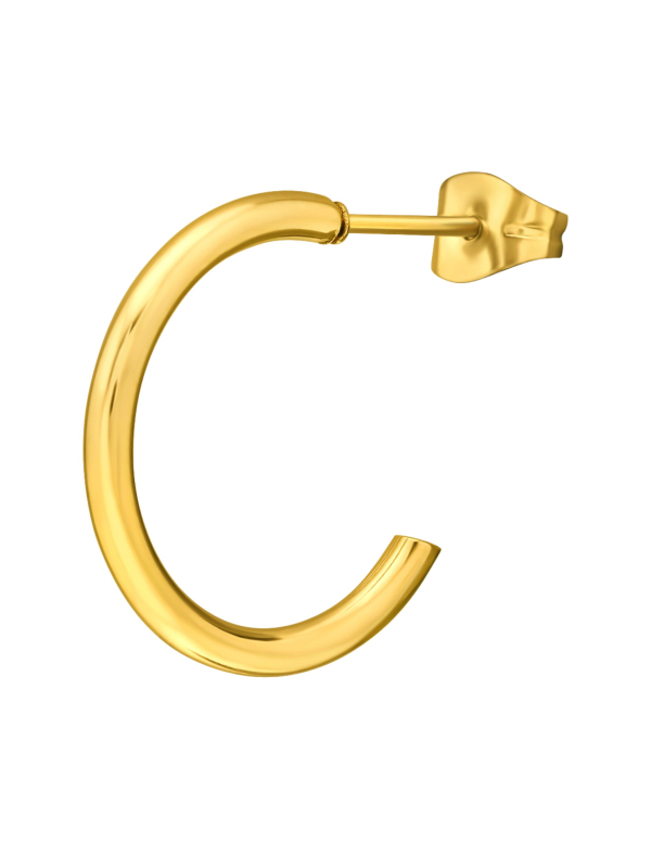 20mm Half Hoop Stainless Steel Gold Color Ear Studs