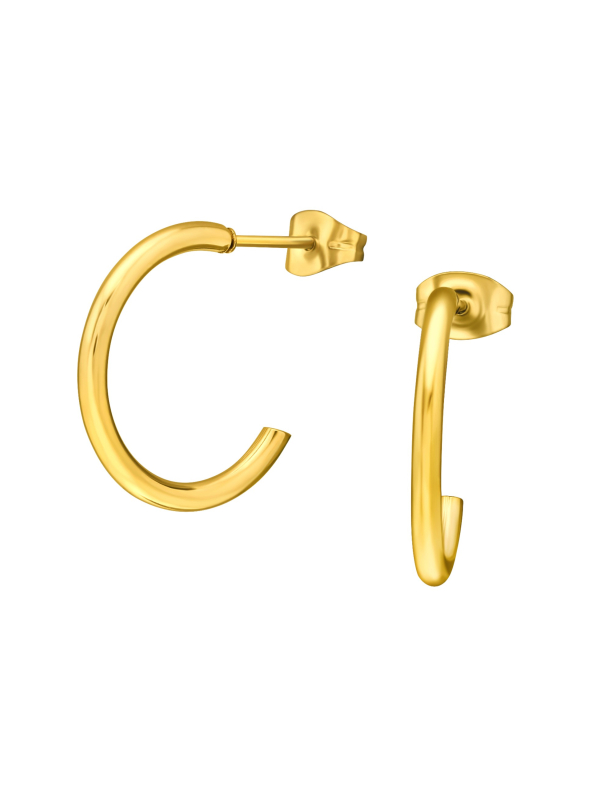 20mm Half Hoop Stainless Steel Gold Color Ear Studs