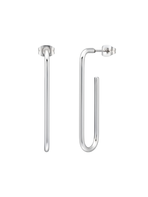 Pendientes de Argolla Cuadrada de Acero Inoxidable con Alto Pulido