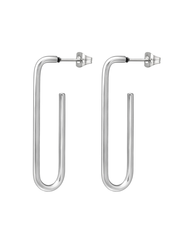High Polish Stainless Steel Square Hoop Ear Studs