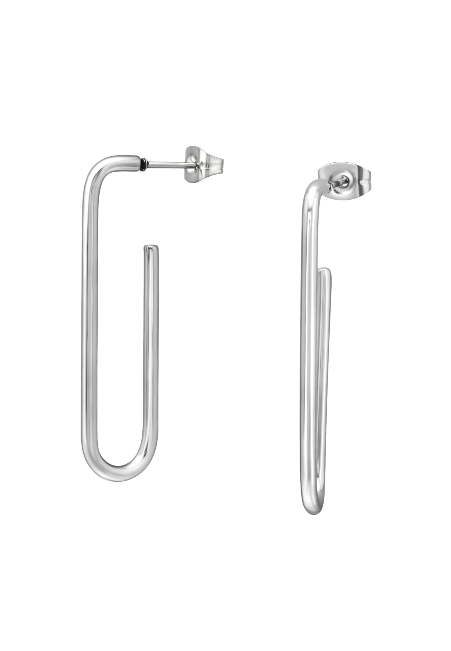 High Polish Stainless Steel Square Hoop Ear Studs