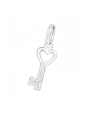 Silver Key Charm with Split Ring with Cubic Zirconia