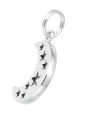 Silver Crescent Moon and Stars Charm with Split Ring