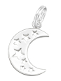 Silberner Halbmond- und Sterne-Charm mit Spaltring