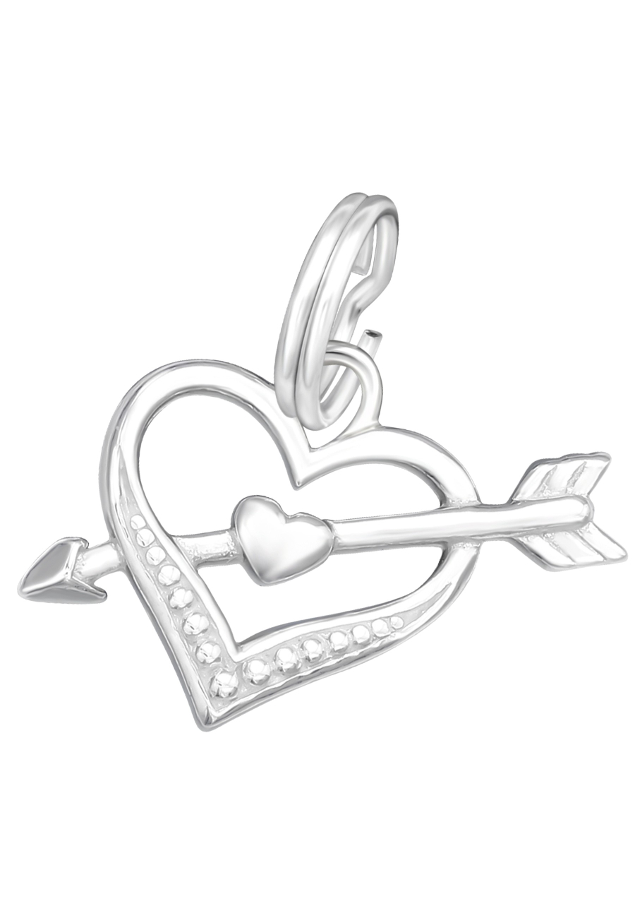 Silver Heart and Arrow Charm with Split Ring