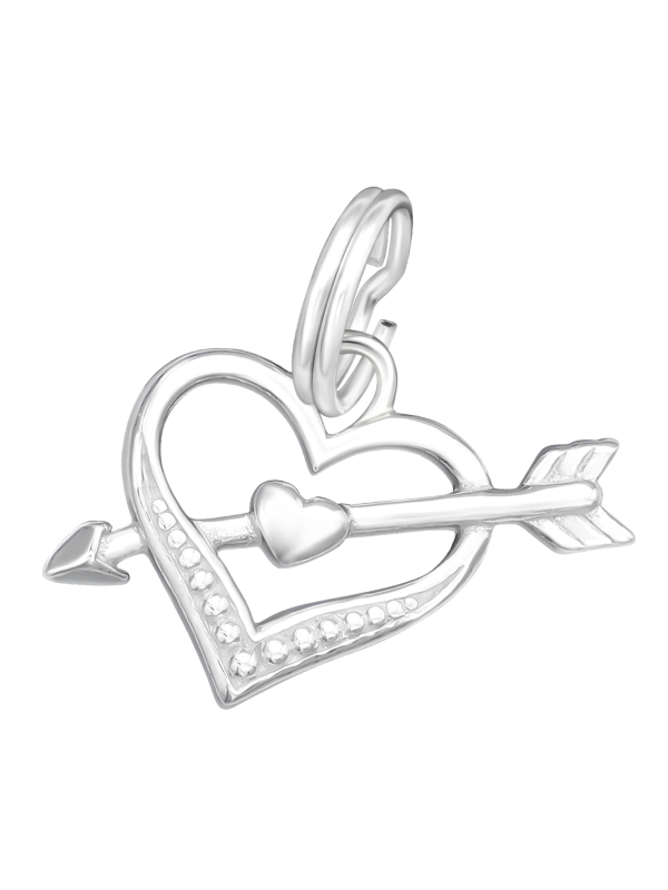 Silver Heart and Arrow Charm with Split Ring