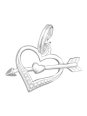 Silver Heart and Arrow Charm with Split Ring
