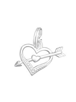 Silver Heart and Arrow Charm with Split Ring