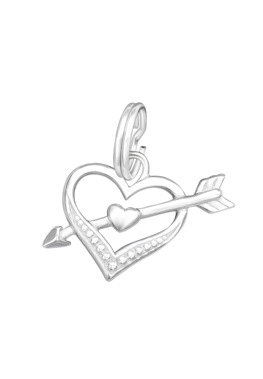 Silver Heart and Arrow Charm with Split Ring