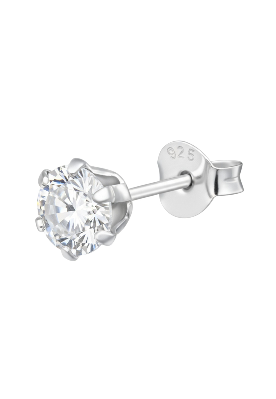 Puces d'Oreilles Rondes 5 mm en Argent avec Cristaux