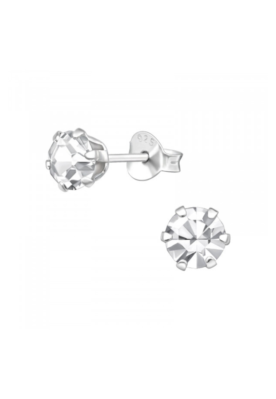 Puces d'Oreilles Rondes 5 mm en Argent avec Cristaux
