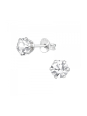 Silver Round 5mm Ear Studs with Crystals