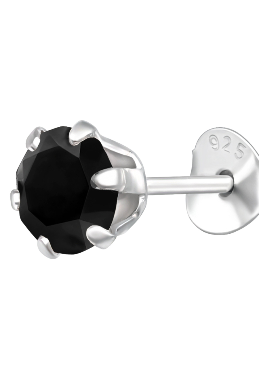 Silberne Runde 5 mm Ohrstecker mit Kristallen