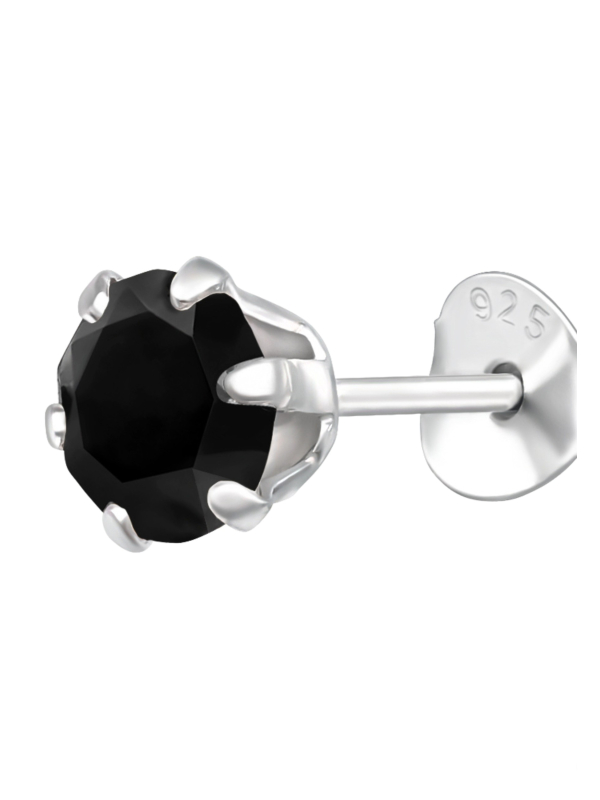 Puces d'Oreilles Rondes 5 mm en Argent avec Cristaux