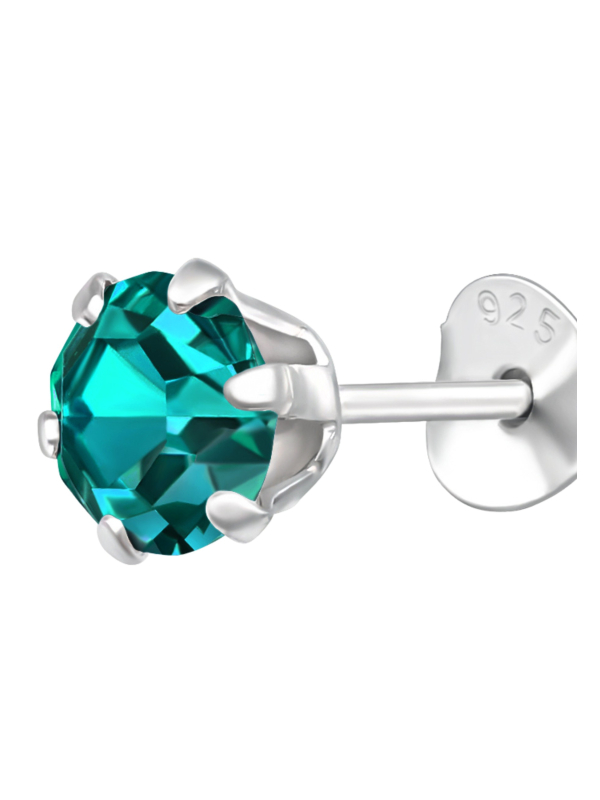 Silver Round 5mm Ear Studs with Crystals