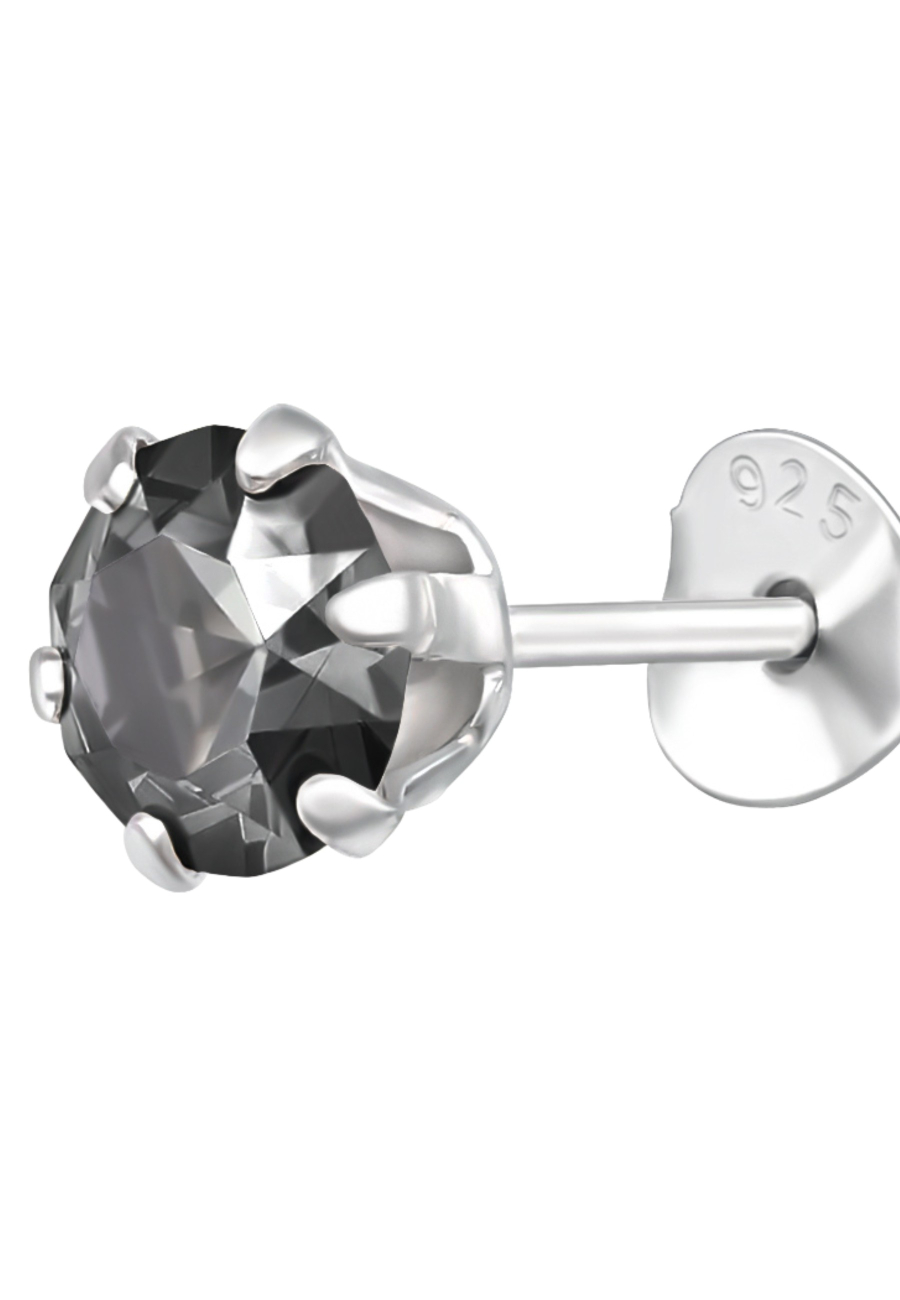 Puces d'Oreilles Rondes 5 mm en Argent avec Cristaux