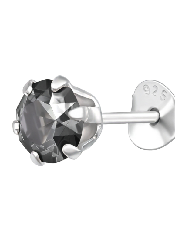 Pendientes de Botón Redondos de Plata de 5 mm con Cristales