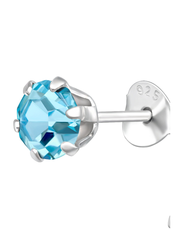 Pendientes de Botón Redondos de Plata de 5 mm con Cristales