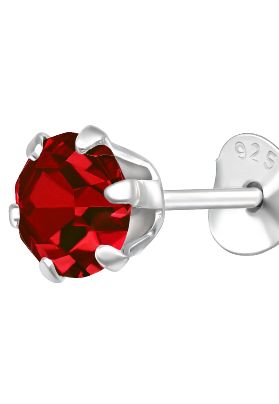 Puces d'Oreilles Rondes 5 mm en Argent avec Cristaux